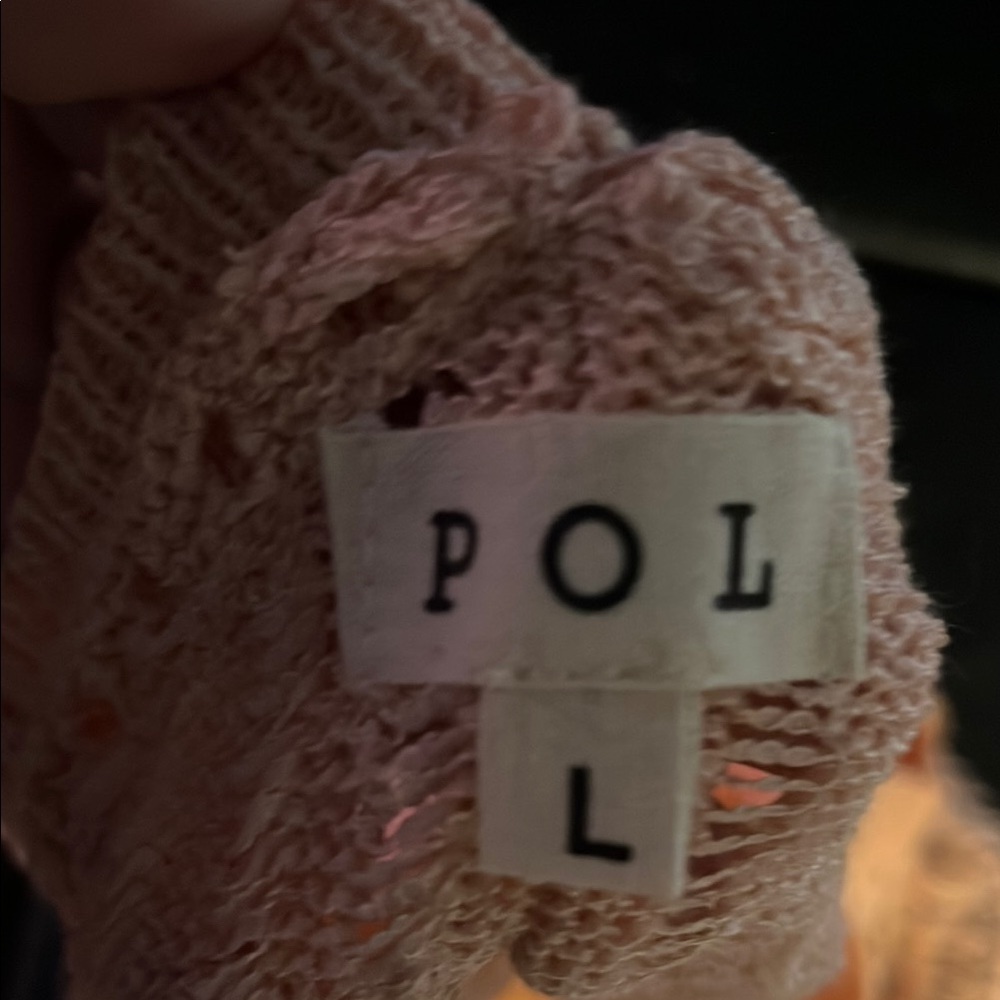 NWOT POL Women's Pink Knit Fringe Top - Picture 2 of 4